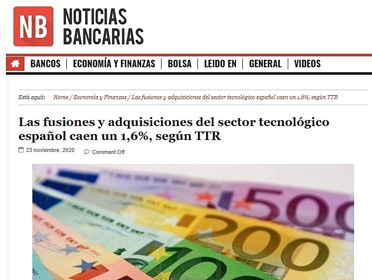 Las fusiones y adquisiciones del sector tecnolgico espaol caen un 1,6%, segn TTR